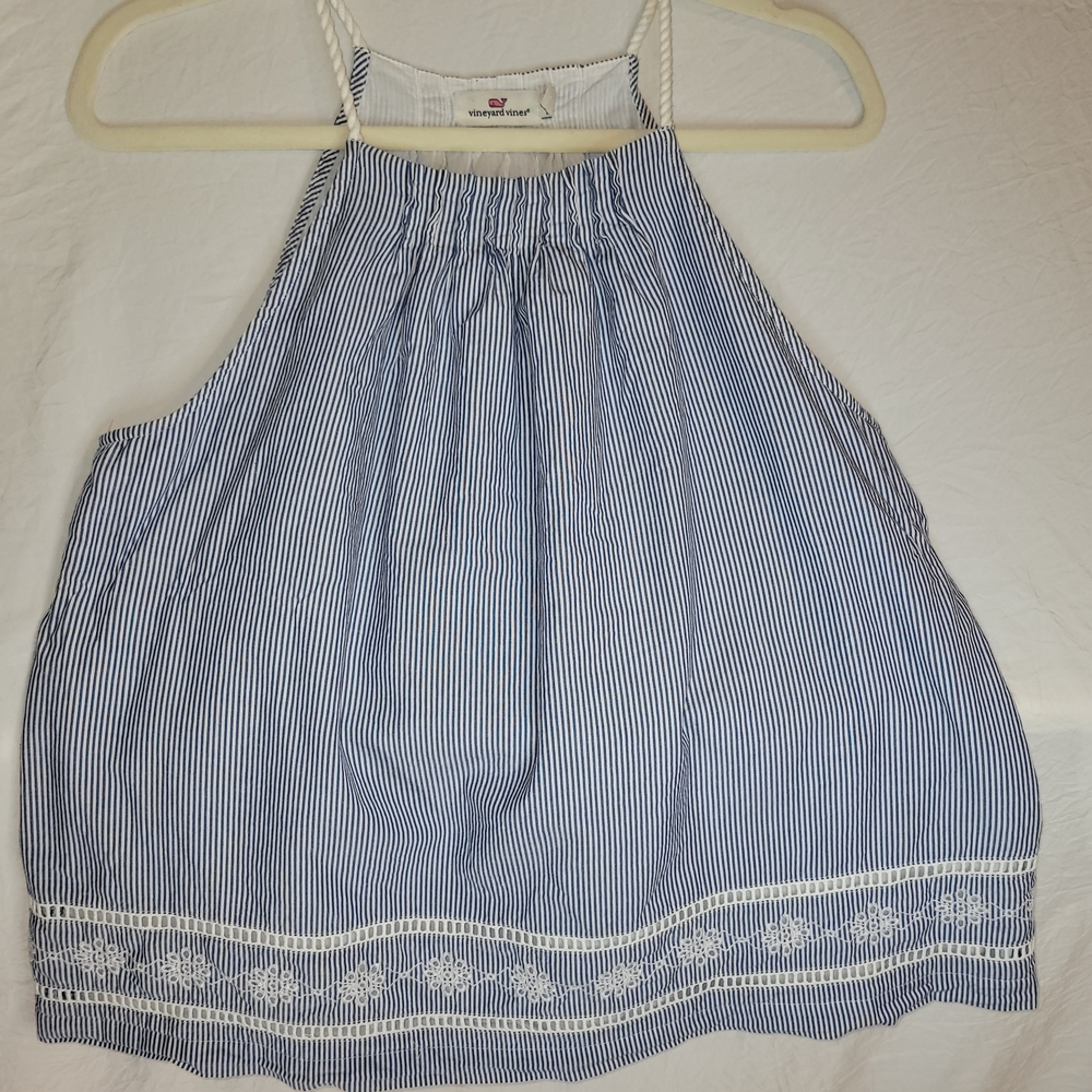 Vineyard Vines Sandbar Striped Embroidered Top - Blue&White- Size Medium